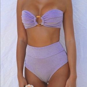 Montce Lilac Sparkle High Waisted Bikini NWT